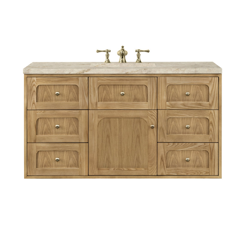 Laurent 48" Single Vanity, Light Natural Oak W/FreePower Wireless Charger, Light Natural Oak, Tajnar Eclos