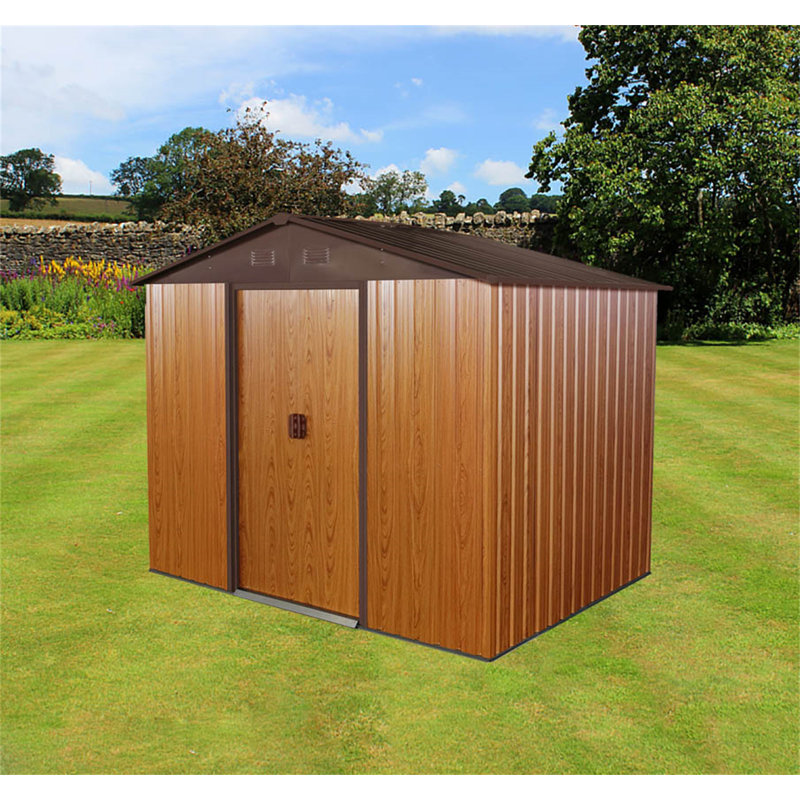 Metal Storage Shed, Brown, 72" H x 89" W x 64" D