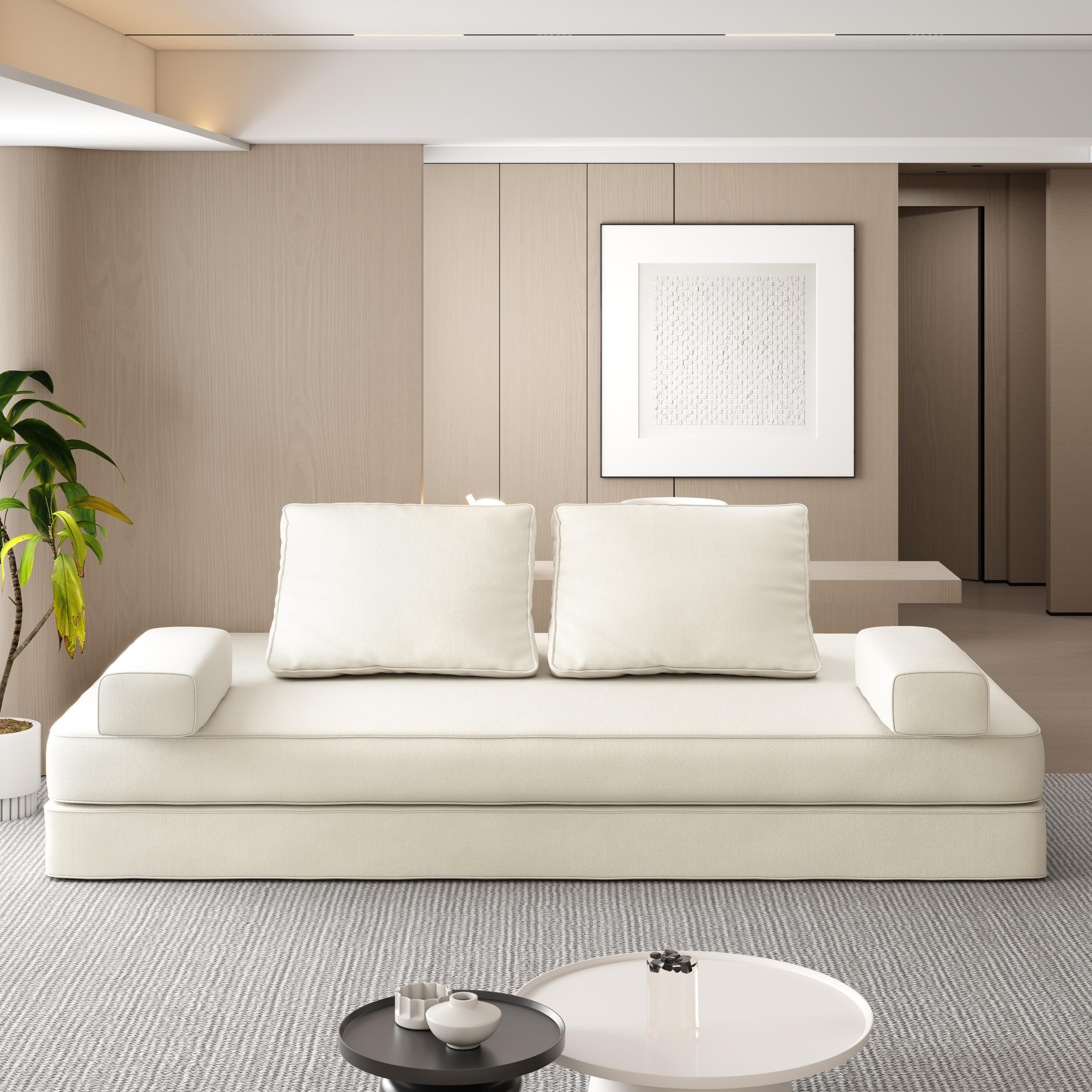 Latitude Run® 86.6" Multifunctional Convertible Floor Sofa Bed Chenille ...