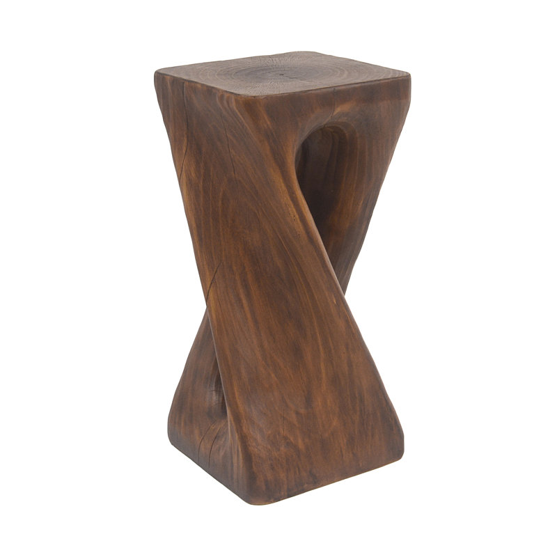 Esdert MGO Twist Shape Side Table, 26.8" H x 12.5" W x 12.5" D, Antique Brown