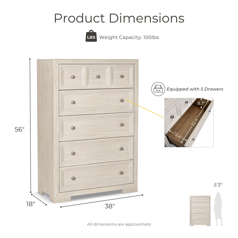 Schell 6-Piece Bedroom Set, Natural, Queen, 6 Pcs: Bed, 2 Nightstands, 2 Dressers, Mirror