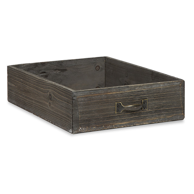 Boîte en bois massif, H 13 po x l 10 po x P 3 po, Brun