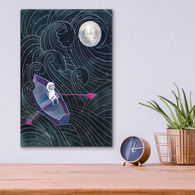 «Bateau vers la lune» par Rachel Nieman, art mural en verre acrylique, 12 po x 16 po