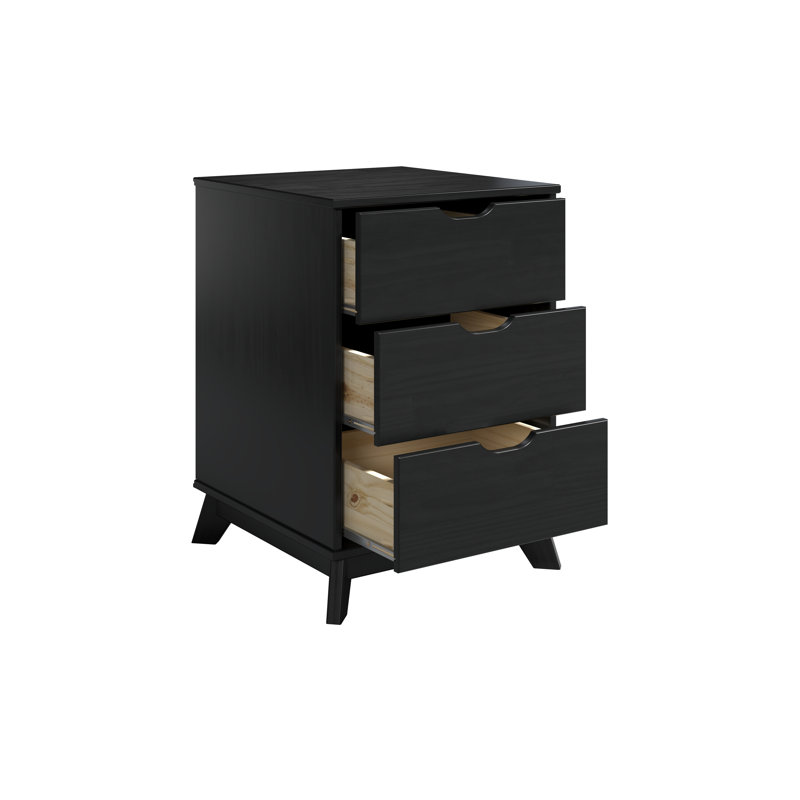 Marialana 19.3'' W Solid Wood Nightstand, Black