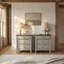 Ensemble de lit avec grand lit et deux tables de chevet Cathleen-575570658