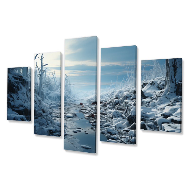 «Wilderness Frozen Landscape III», impression sur toile de paysages - 5 panneaux