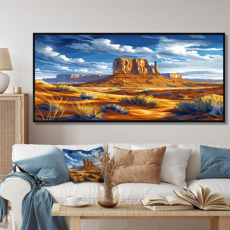 Margrid - désert, art mural, Toile avec cadre flottant noir, H 28 po x l 60 po x P 1,5 po