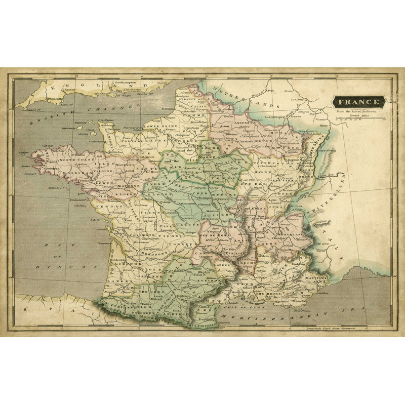 Carte de Thomsons de la France, H 32 po x l 48 po x P 1,25 po