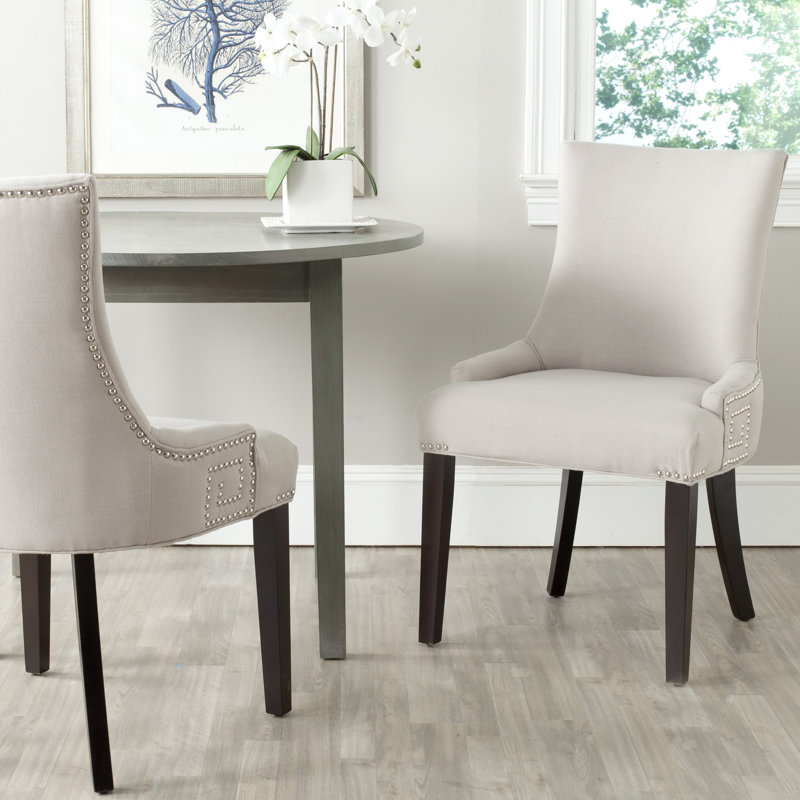 Chaise d'appoint rembourrée Aleshia en bleu clair, Lin beige