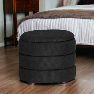 Adetunji 43.5cm Wide Tufted Oval Solid Colour Footstool Ottoman with Storage