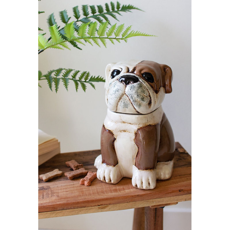  Pot de bouledogue en céramique - hauteur de 10 pouces - pot à biscuits décoratif pour chien