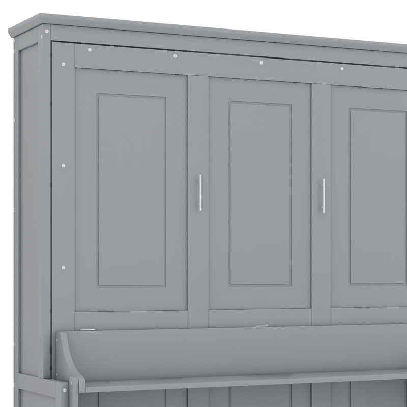 Lit escamotable en bois, Gris
