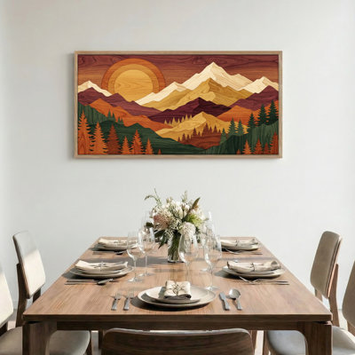 «Mountain Sunset», reproduction d'art sur toile encadrée de 1 48 po x 24 po