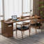 Bureau rectangulaire à 3 tiroirs en bois massif brun noisette-1630507848