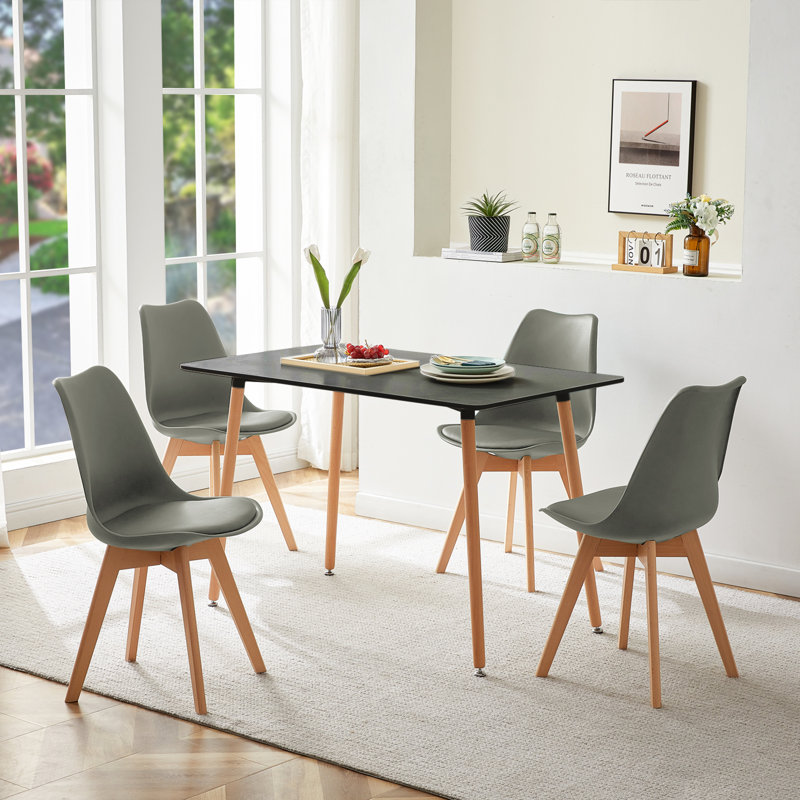 Kabira 4 - Person Four Leg Dining Set, Black, Gray