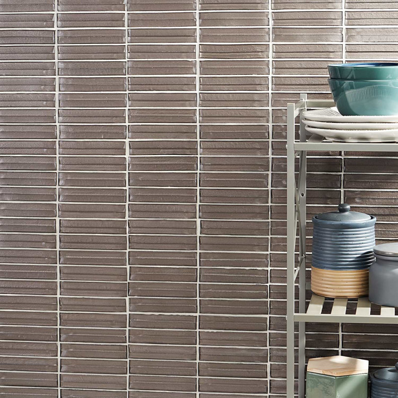 Maya Stacked 12x12 Polished Glass Mosaic Tile, Stacked Twilight