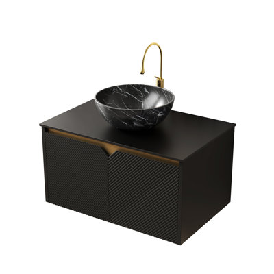 Black Plywood 30" Cabinet With Sintered Stone Countertop, No Basin, Solid Wood Doors, Twill And Metal Trim, Soft Close, Flat Pack Assembly Required Bathroom Frame, For Diy