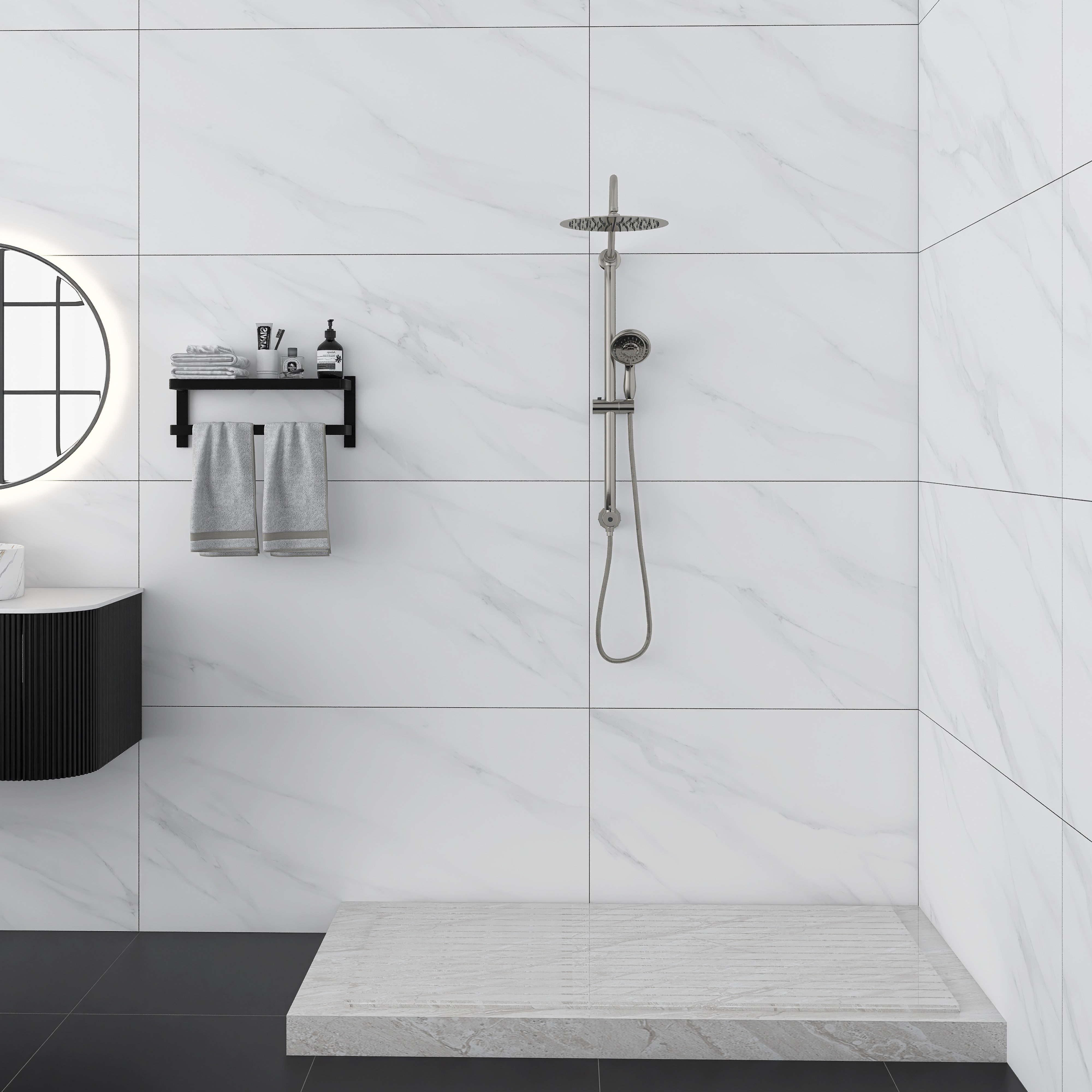Picture of Staykiwi Modern Round Shower System, Rain Shower Head with Handheld ...