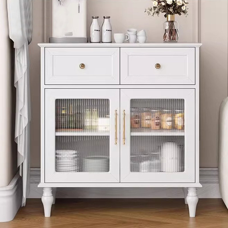 Armoire de rangement minimaliste vintage en bois massif, Blanc