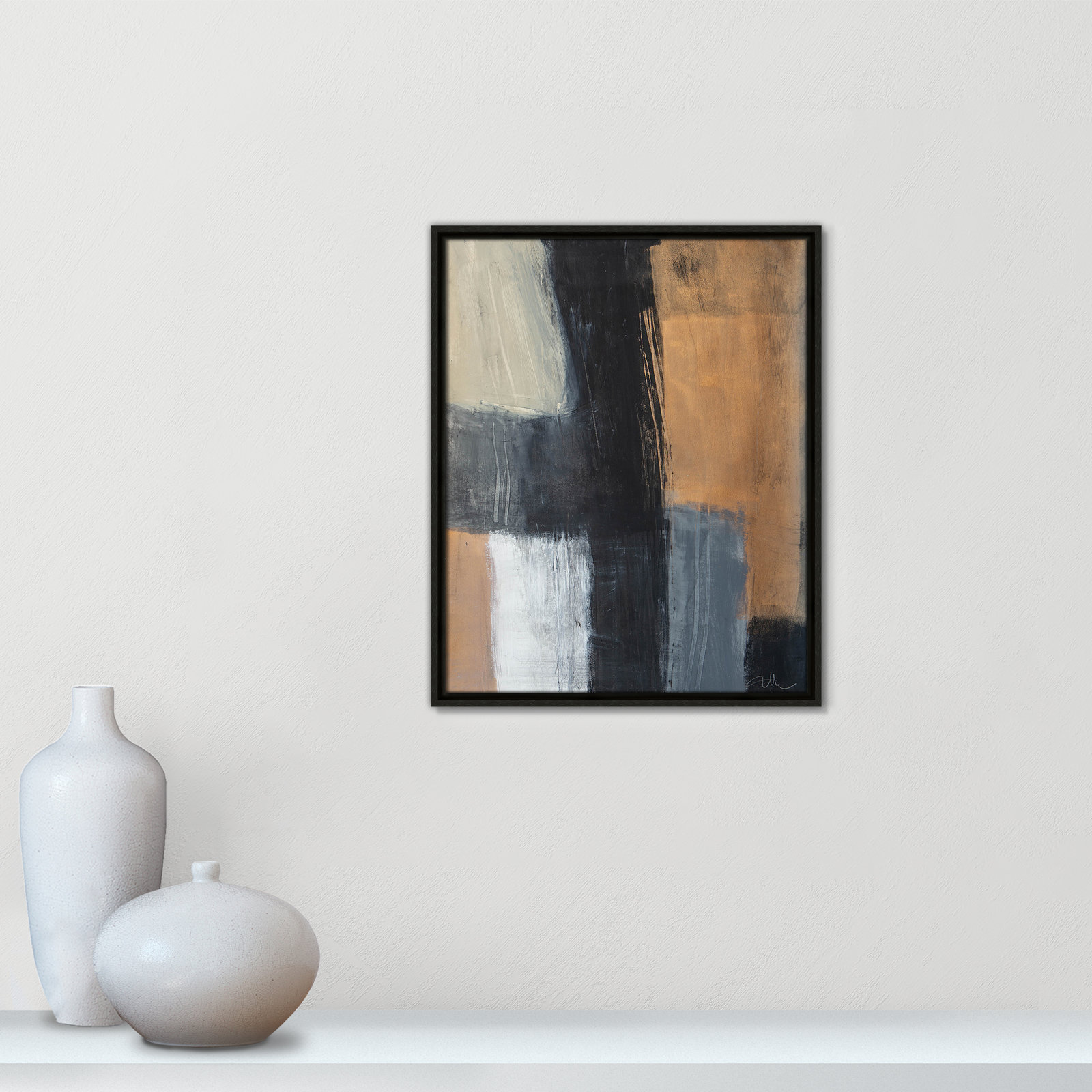 Calderon "Metallic Slate II" Print, 21.5" H x 17.5" W x 2" D, Espresso Floater Framed, No Mat