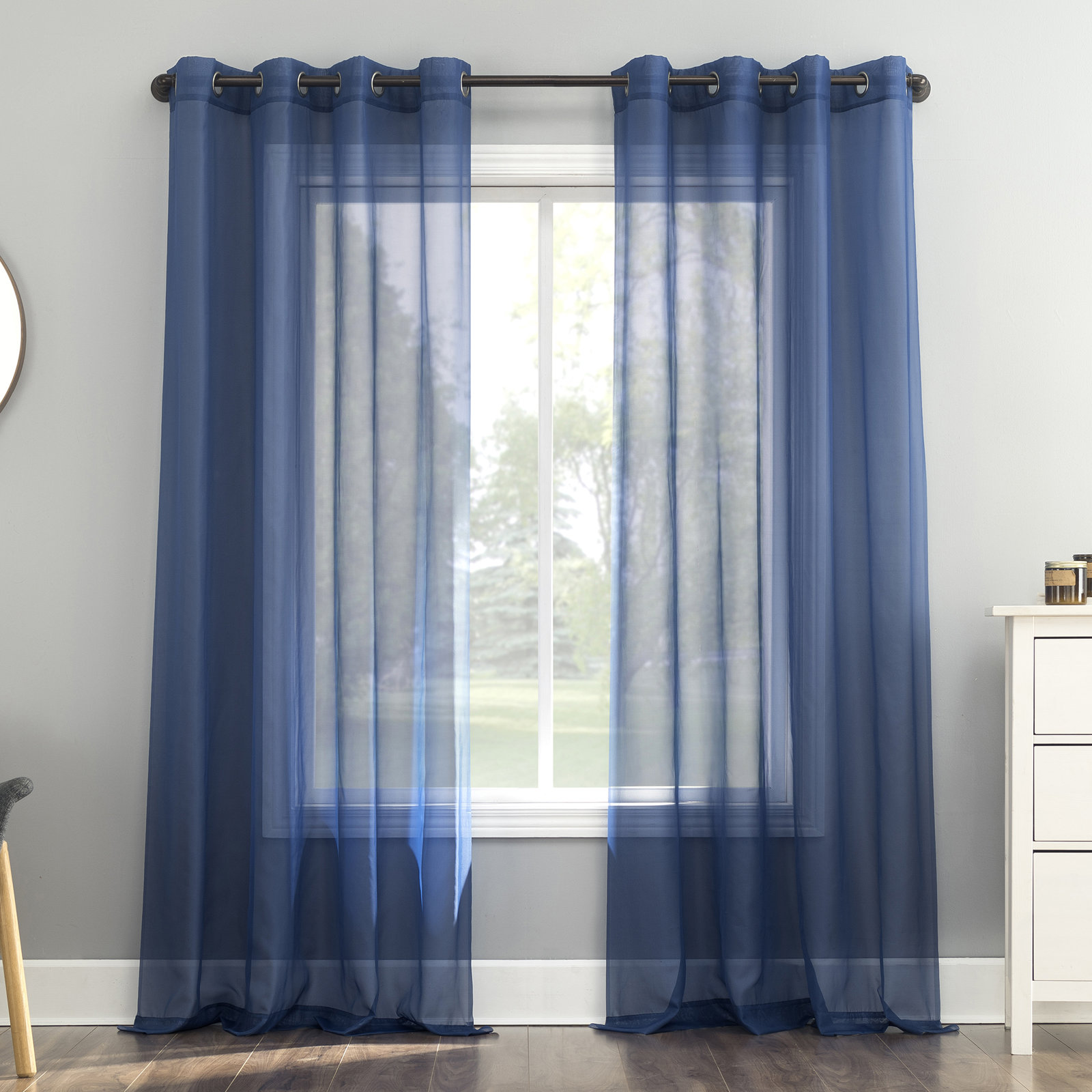 Sheer Grommet Single Curtain Panel, 59" W x 84" L, Royal Blue