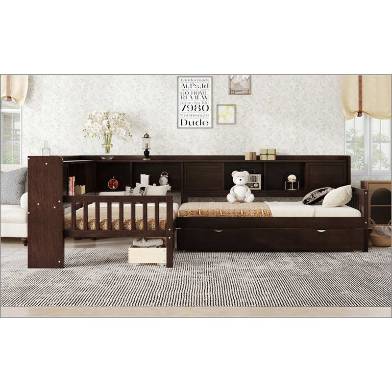 Lit plateforme en L, Espresso