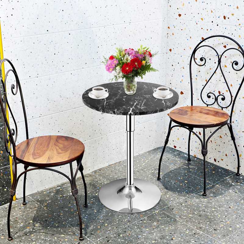 Round Dining Table with Steel Base, Black