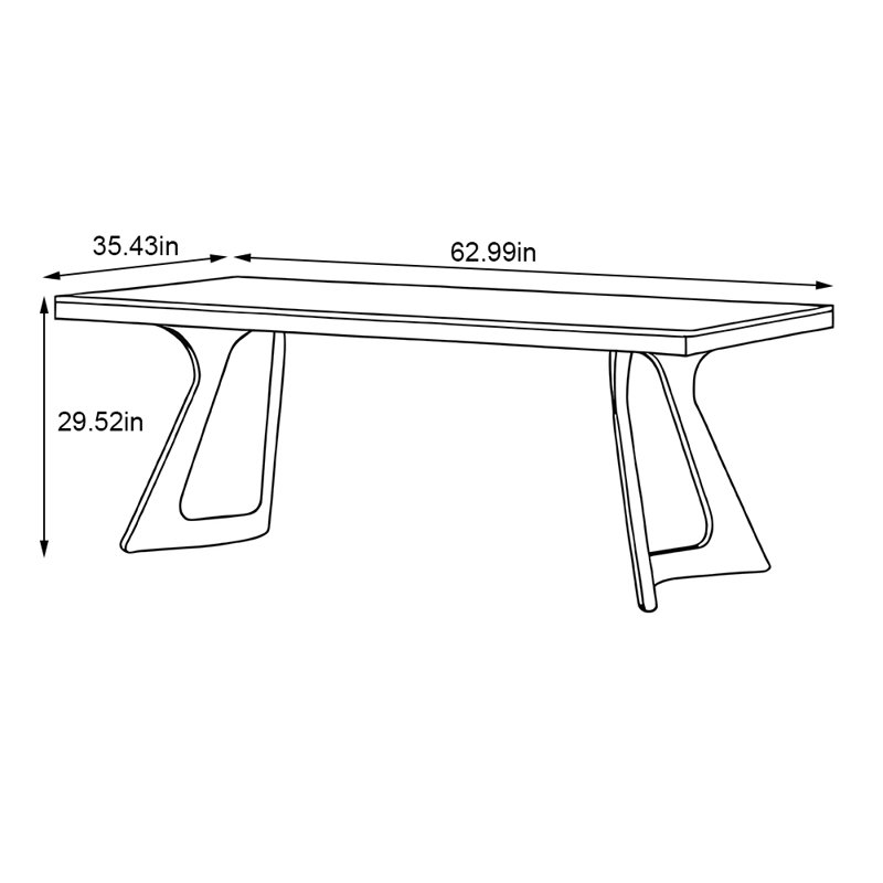 Modern simple home rectangular rock slab table, 29.52"H x 62.99"L x 35.43"W 