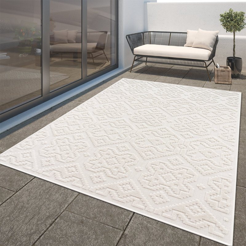 Tapis intérieur / extérieur motif bohème Marrakech avec effet haut-bas, Rectangle 5 pi 3 po x 7 pi 7 po