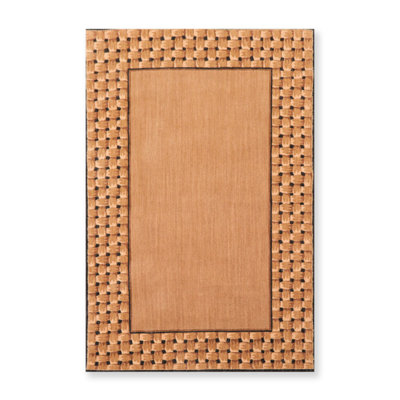 Tapis brun clair en laine crocheté Tiemann