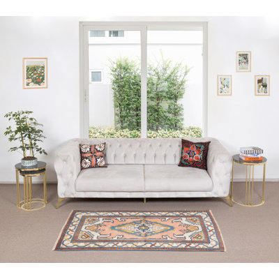 Tapis turc fait à la main avec motif géométrique 100% laine