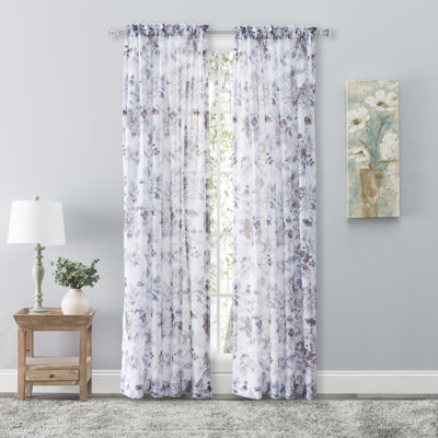 Bremen Elegant Water-Color Floral Semi-Sheer Single Curtain Panel