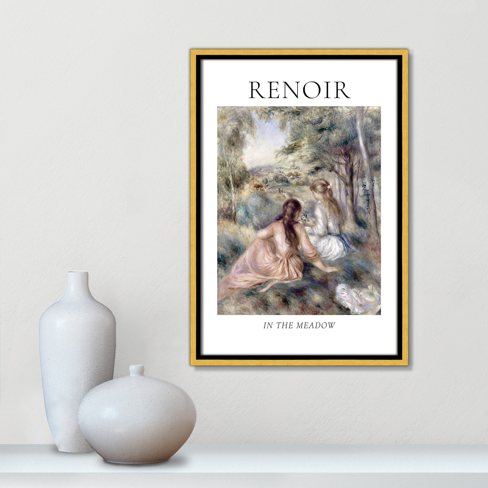Old Masters Collection "In the Meadow" Print, Gold Floater Frame, No, 19.5" H x 13.5" W x 2" D