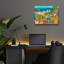 «Verdant Terrace Embrace Coastal Metropolis» par Doron David, art mural en verre acrylique, 16 po x 12 po