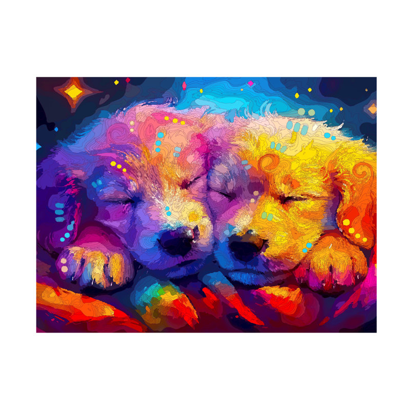 Art sur toile Dean Dean - Evolution Collection Sleepytime Goldens, H 14 po x l 19 po