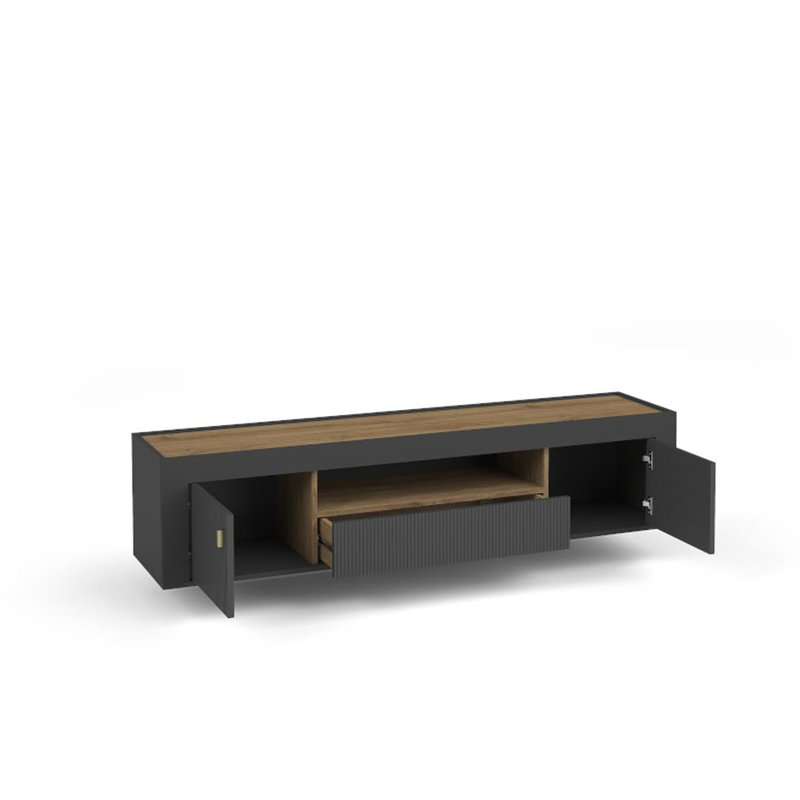 Griggsville Unfinished TV Stand for TVs up to 65", Black/Oak