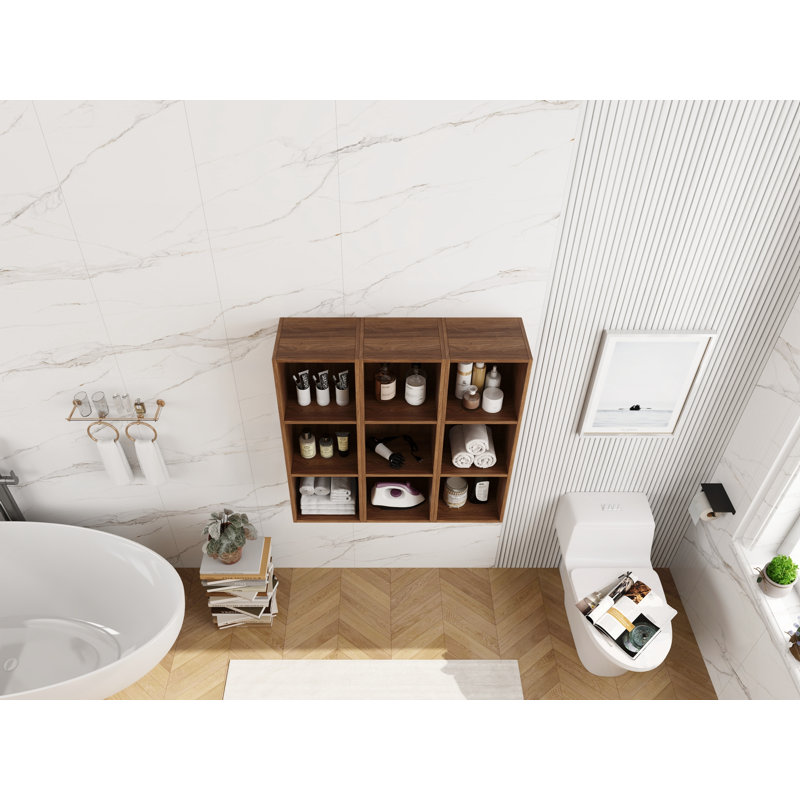 Armoire de rangement murale avec tablettes ouvertes, Brun ébène