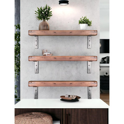 3 Piece Pine Bracket Shelf with Reclaimed Wood