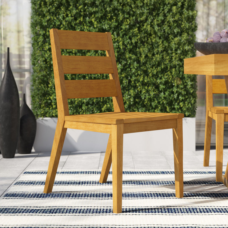 Algarve Teak Patio Dining Chair with Cushion (Set of 2), Cloud