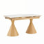 Table de salle à manger extensible à dessus en pierre avec motif en marbre blanc, 55,1 po à 78,7 po-130188433
