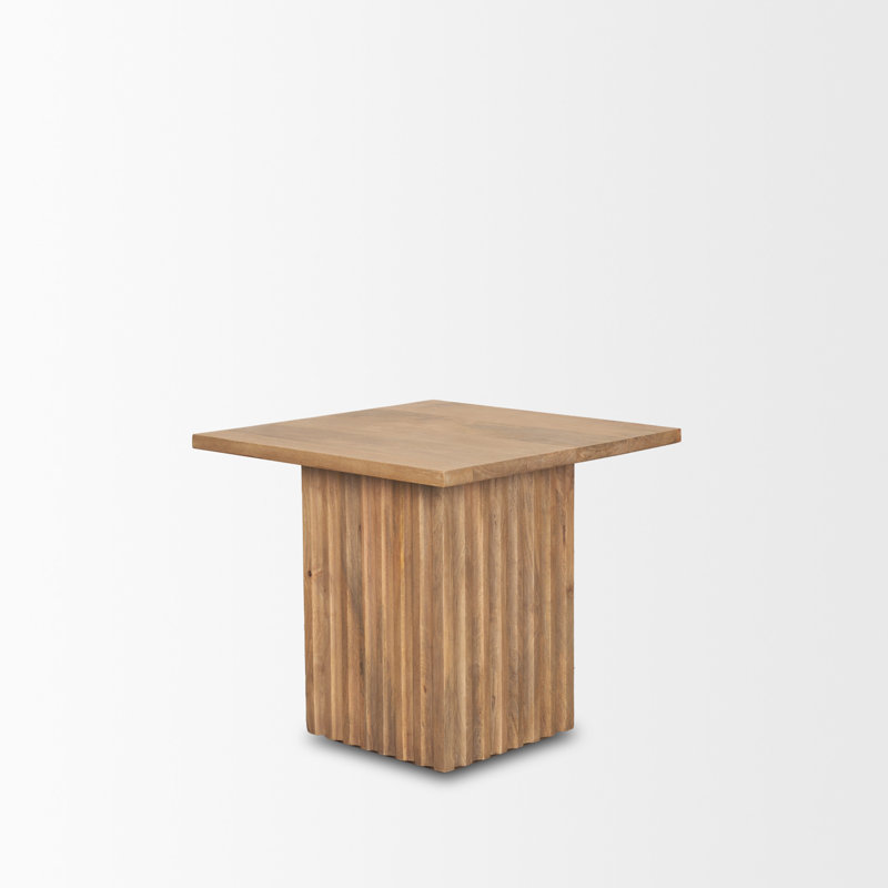 Table de bout carrée en bois massif brun 22 po Guice