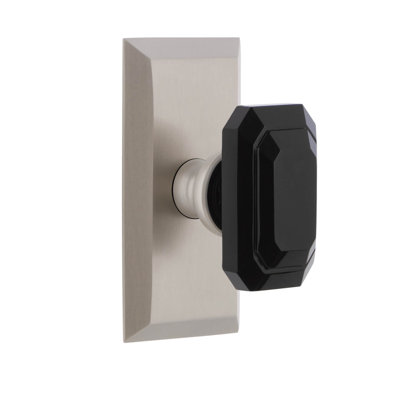 Grandeur Fifth Avenue Short Plate Double Dummy with Baguette Black Crystal Door Knob