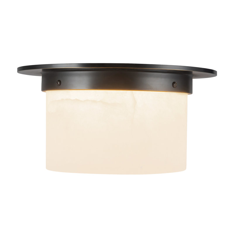 Mineral 11-in Brass Flush Mount, Alabaster, Oil Rubbed Bronze