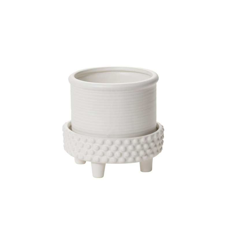 Pot à fleurs en céramique Hendrikka Jane, H 6 po x l 6,25 po x P 6,25 po, Blanc