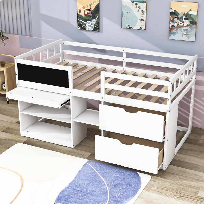 Gwendel Kids Twin Loft Bed with Drawers, White