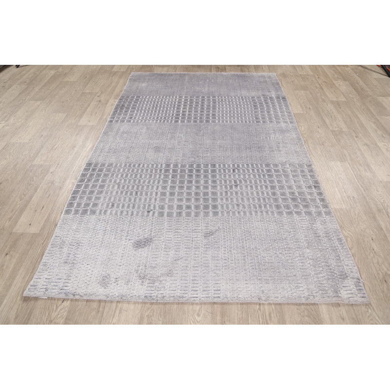Tapis décoratif en laine noué à la main de conception unique 4 pi 7 po x 7 pi 5 po noué à la main New Age