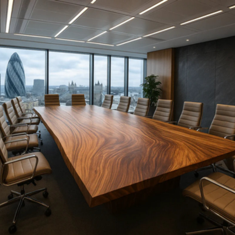 Suar Single Slab Boardroom Conference Table Chunky U Legs, 76cm H x 390cm W x 90cm D