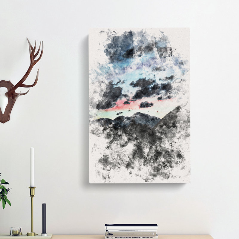 Mountain Below The Clouds - Wrapped Canvas Painting, 60cm H x 40cm W x 3cm D