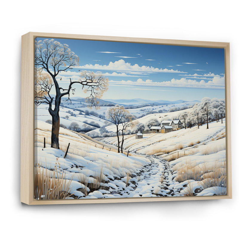 «Snow Winters Embrace Pastoral I», reproduction sur toile, H 30 po x l 40 po x P 1,5 po, Cadre naturel flottant