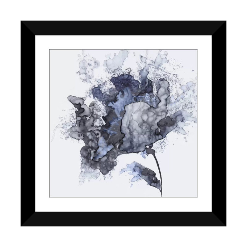 " Exploding Leaf " by Eva Watts, Black Framed Fine Art Paper, White, 24" H x 24" W x 1" D